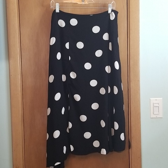 Free People Black Polka Dot Asymmetrical Skirt 10 - Picture 1 of 5